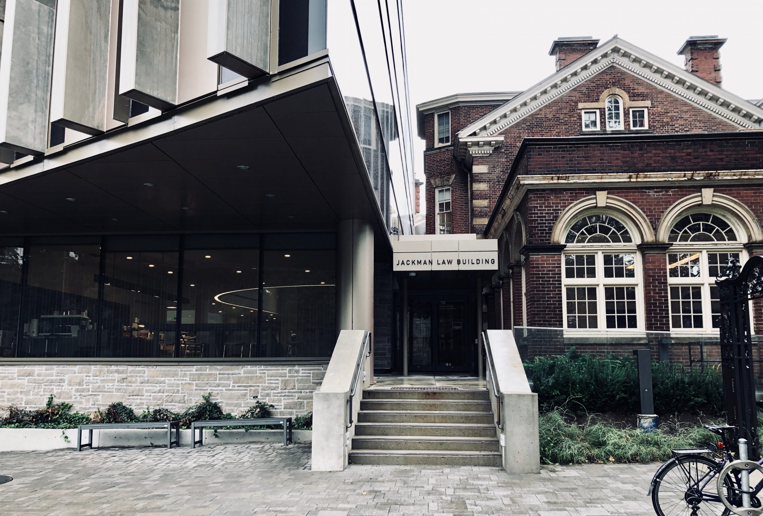 Image of side entrance to Jackman Law Building, University of Toronto